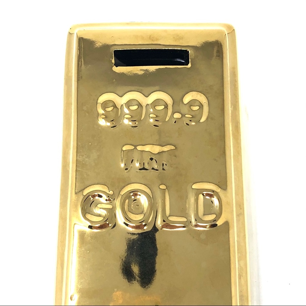 Gold Bullion Bar Brick Coin Money Piggy Bank - Picture 2 of 8